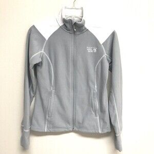 Mountain Hardwear Fleece Jacket Sz XS Full Zip Long Sleeve Pockets Gray White Mi